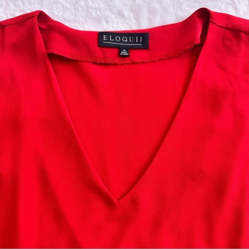 Eloquii Plus Size Red Ruffle Sleeve Dress - Picture 7 of 10